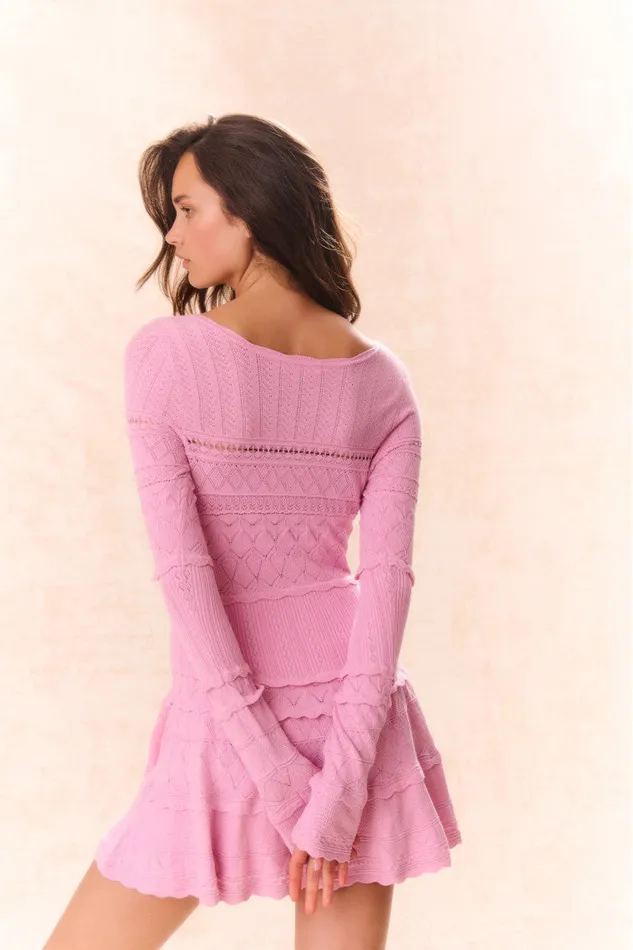 Women Dresses LoveShackFancy Lavender Pointelle Knit Mini Dress Rose Clay