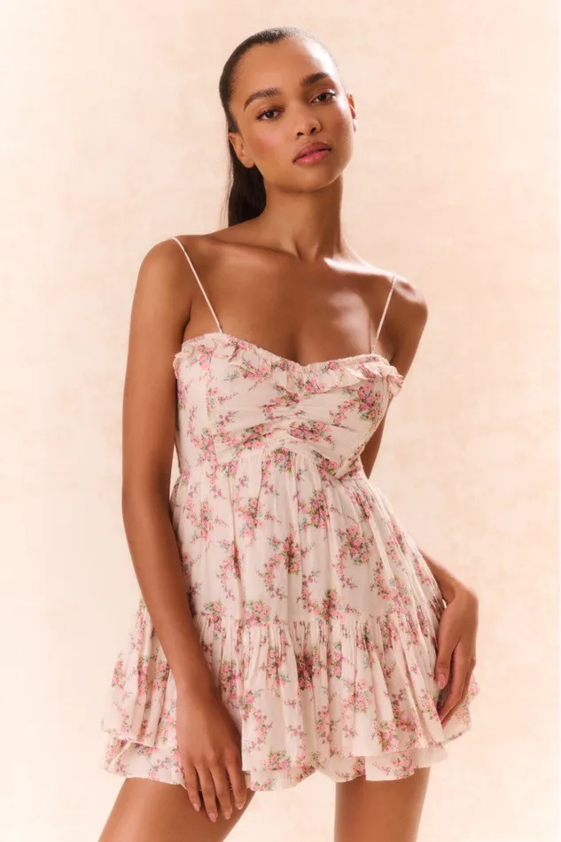 Women Dresses LoveShackFancy Linny Floral Mini Dress Mauve Ballet