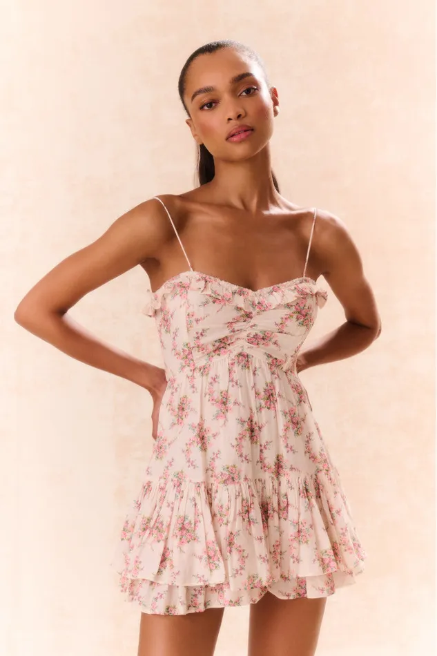 Women Dresses LoveShackFancy Linny Floral Mini Dress Mauve Ballet
