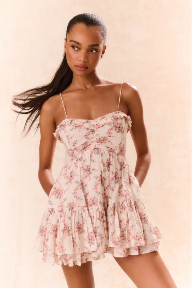 Women Dresses LoveShackFancy Linny Floral Mini Dress Mauve Ballet