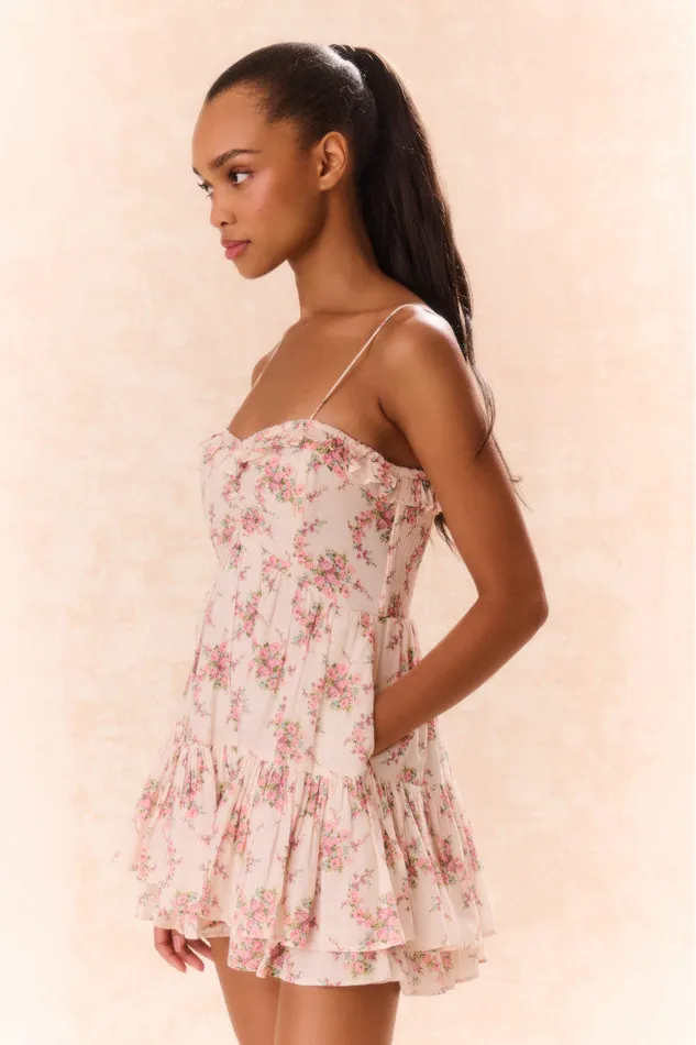 Women Dresses LoveShackFancy Linny Floral Mini Dress Mauve Ballet