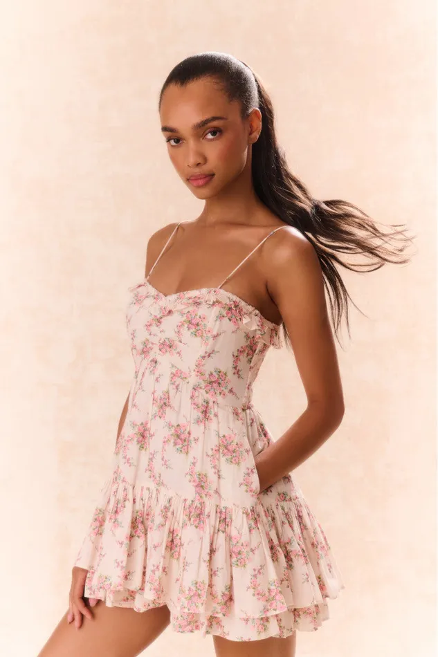 Women Dresses LoveShackFancy Linny Floral Mini Dress Mauve Ballet