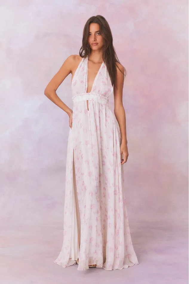 Women Dresses LoveShackFancy Love Fragrance Halter Maxi Dress Sterling Dusk