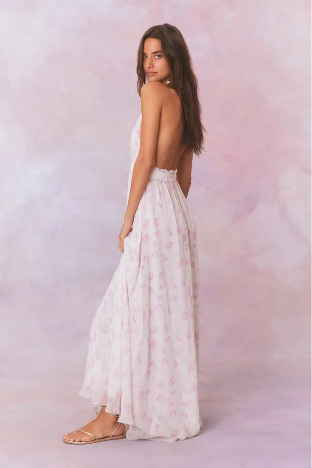 Women Dresses LoveShackFancy Love Fragrance Halter Maxi Dress Sterling Dusk