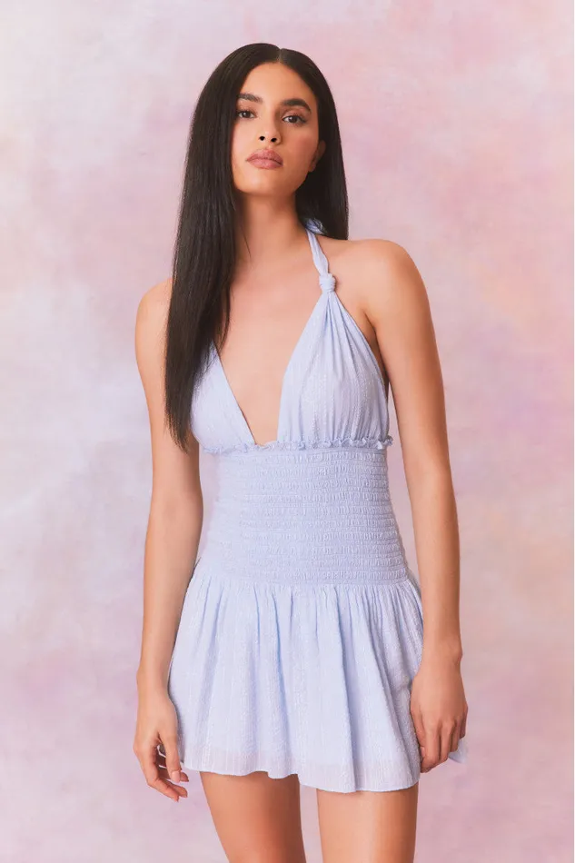 Women Dresses LoveShackFancy Luisetta Halter Mini Dress Moonstone