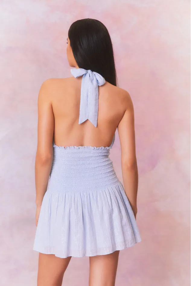 Women Dresses LoveShackFancy Luisetta Halter Mini Dress Moonstone