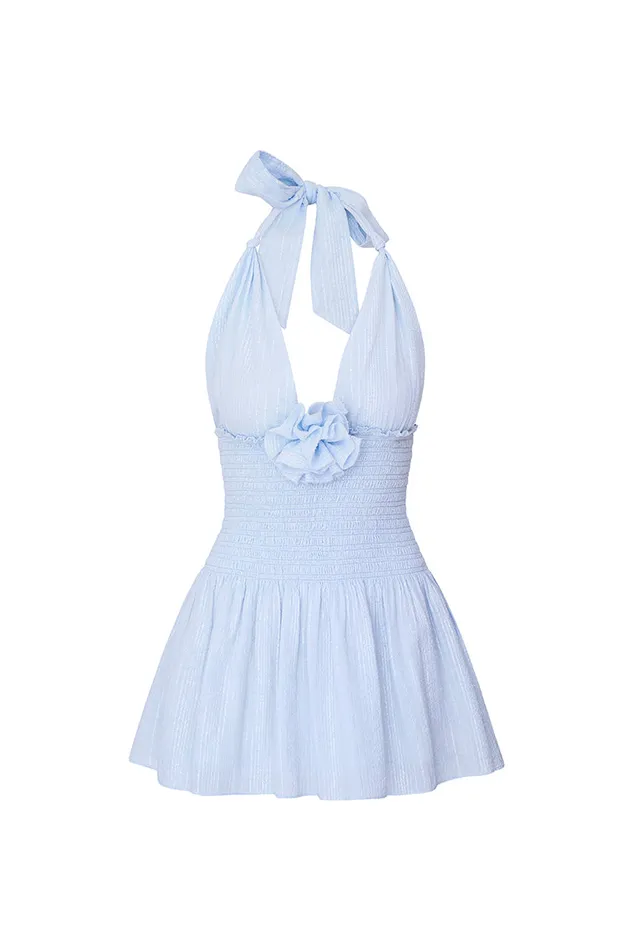 Women Dresses LoveShackFancy Luisetta Halter Mini Dress Moonstone