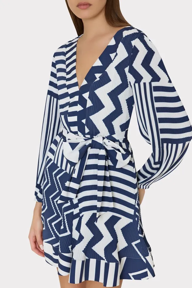 Women Dresses Milly Liv Patchwork Chevron Pleated Dress Bluewhite Women Dresses Milly Liv Patchwork Chevron Pleated Dress Bluewhite