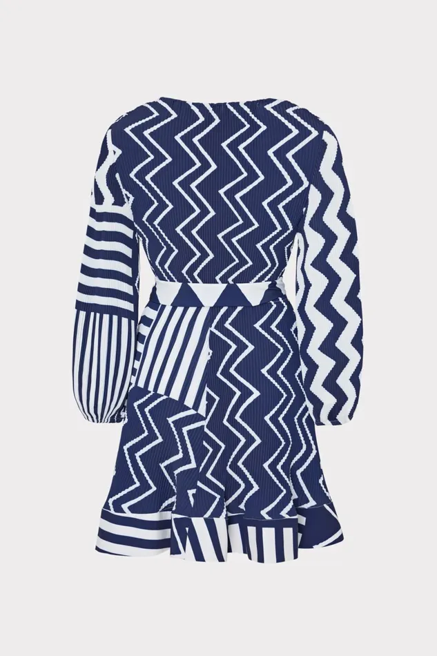 Women Dresses Milly Liv Patchwork Chevron Pleated Dress Bluewhite Women Dresses Milly Liv Patchwork Chevron Pleated Dress Bluewhite