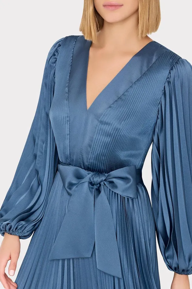 Women Dresses Milly Nadie Pleated Satin Maxi Dress Stone