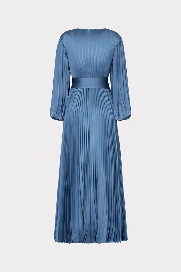 Women Dresses Milly Nadie Pleated Satin Maxi Dress Stone