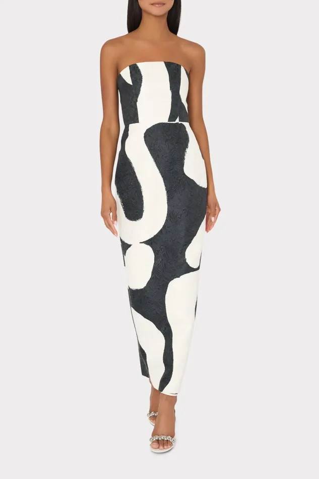 Women Dresses Milly Orion Ink Swirl Dress Blackwhite