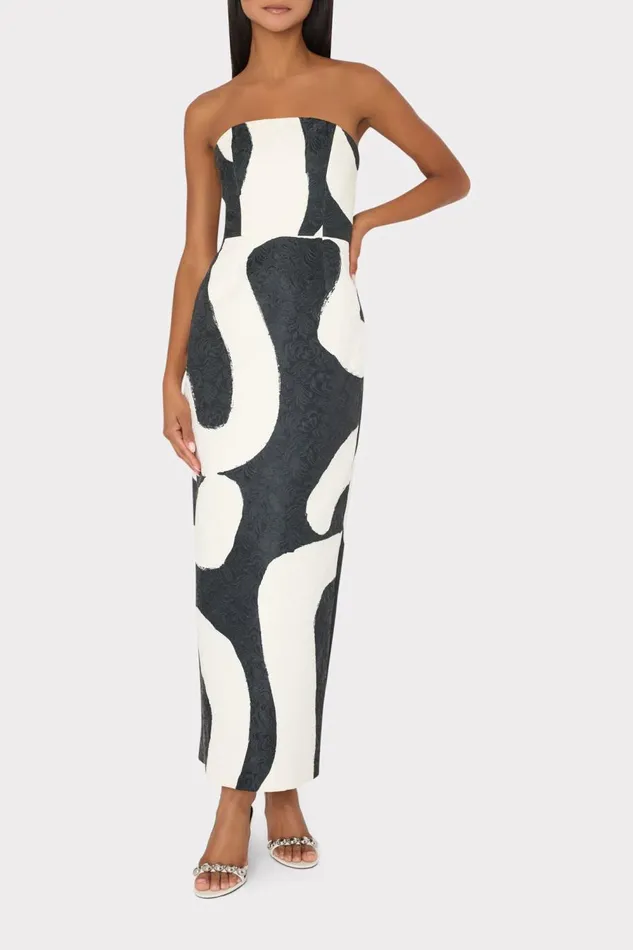 Women Dresses Milly Orion Ink Swirl Dress Blackwhite