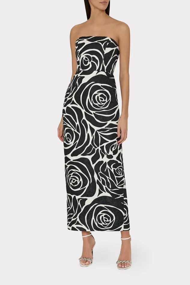 Women Dresses Milly Orion Rose Jacquard Dress Black Rose Women Dresses Milly Orion Rose Jacquard Dress Black Rose