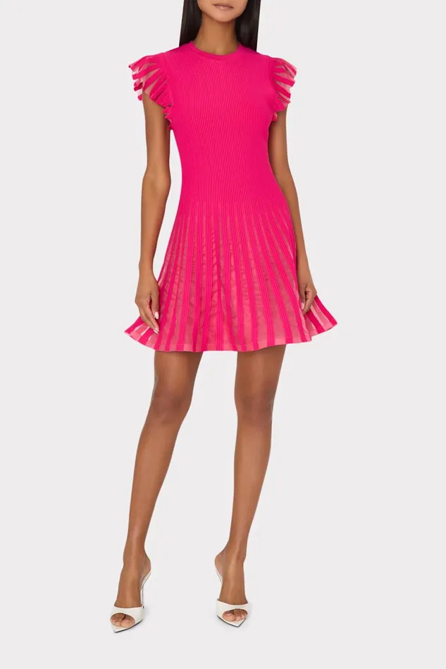 Women Dresses Milly Sheer Flutter Sleeve Knit Mini Dress Pink Women Dresses Milly Sheer Flutter Sleeve Knit Mini Dress Pink