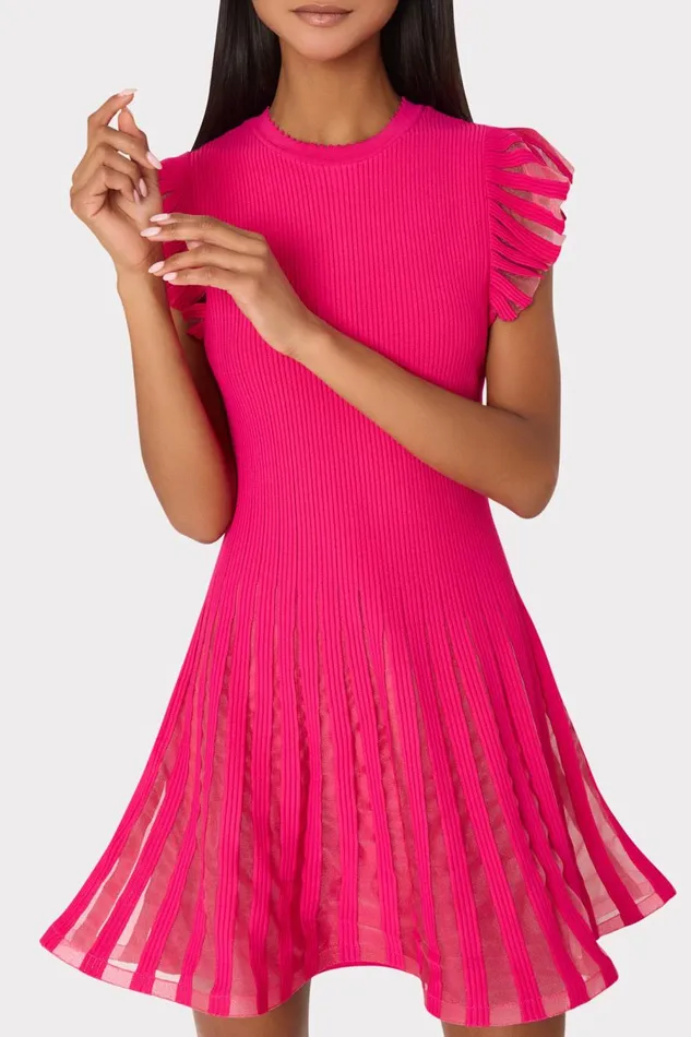 Women Dresses Milly Sheer Flutter Sleeve Knit Mini Dress Pink Women Dresses Milly Sheer Flutter Sleeve Knit Mini Dress Pink