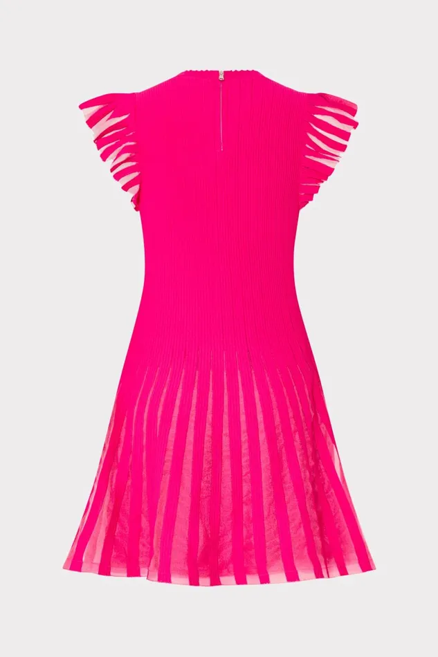 Women Dresses Milly Sheer Flutter Sleeve Knit Mini Dress Pink Women Dresses Milly Sheer Flutter Sleeve Knit Mini Dress Pink