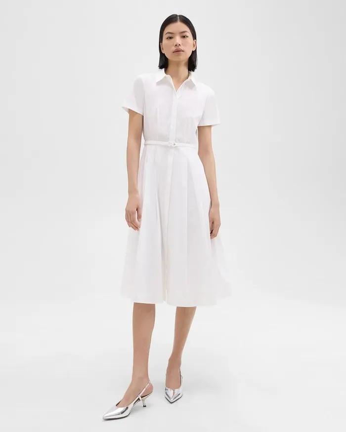 Women Dresses Theory ShortSleeve Shirt Dress In Good Cotton White
