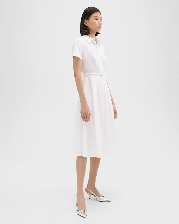 Women Dresses Theory ShortSleeve Shirt Dress In Good Cotton White