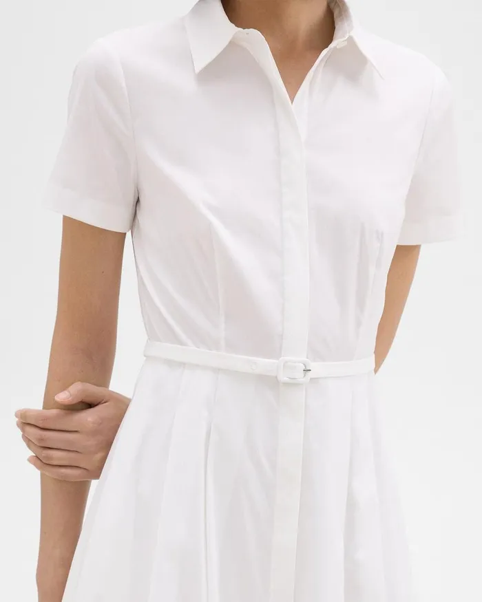 Women Dresses Theory ShortSleeve Shirt Dress In Good Cotton White