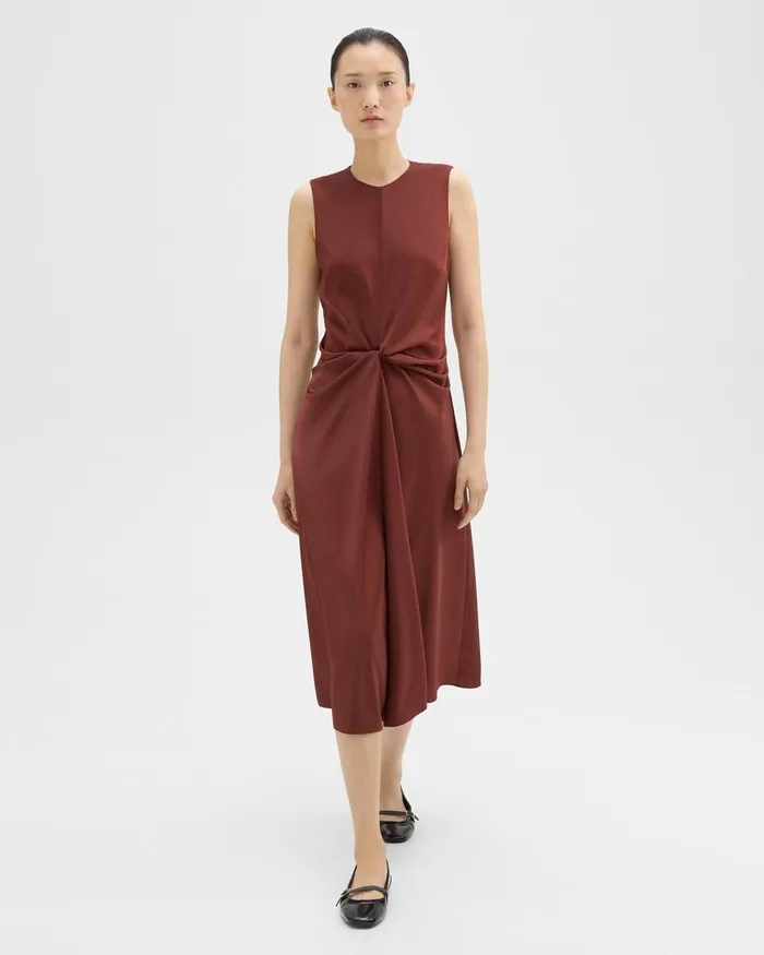 Women Dresses Theory Twisted Midi Dress Canyon