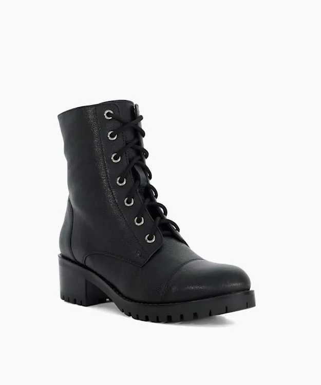 Women Dune London Ankle Boots Chunky Lace Up Boots Black