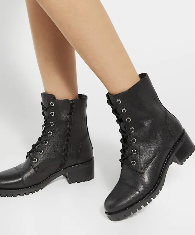 Women Dune London Ankle Boots Chunky Lace Up Boots Black
