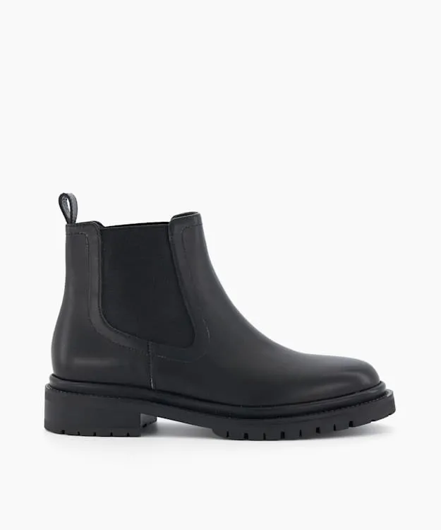 Women Dune London Ankle Boots Leather Chelsea Boots Black Leather