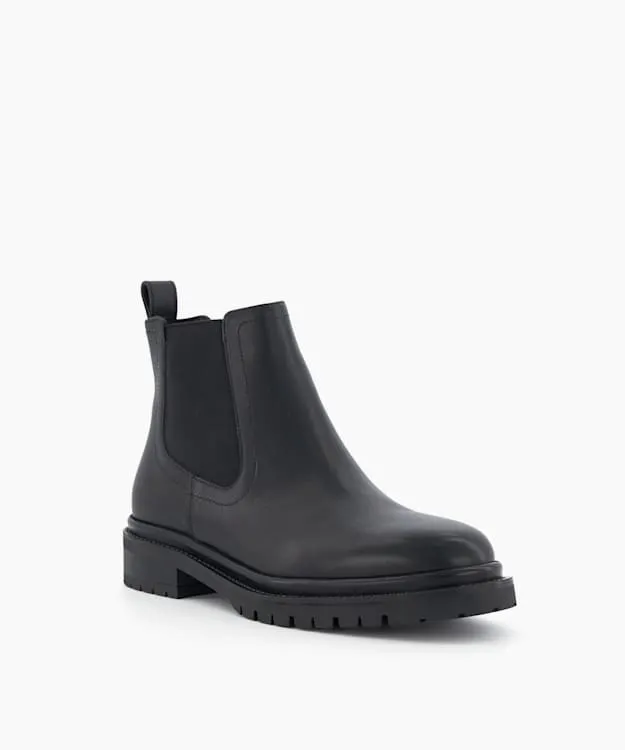 Women Dune London Ankle Boots Leather Chelsea Boots Black Leather