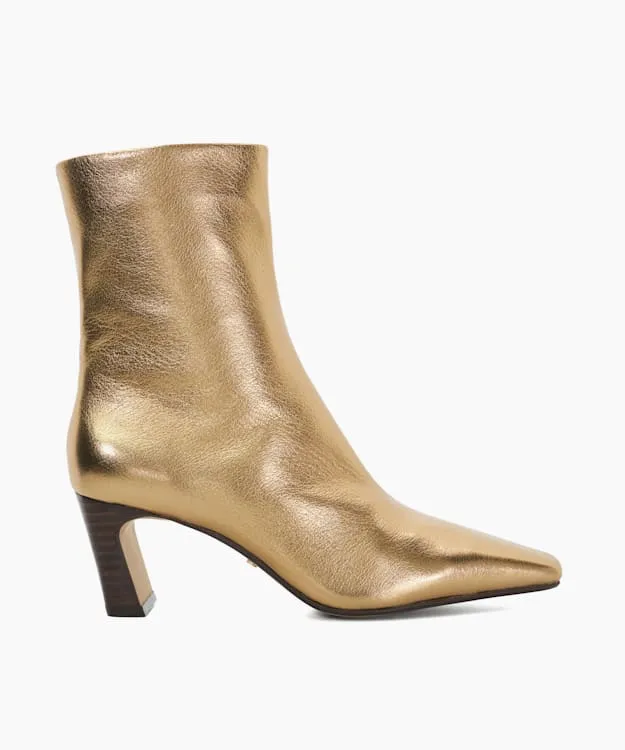 Women Dune London Ankle Boots Pointed Toe Heel Ankle Boots Metallic