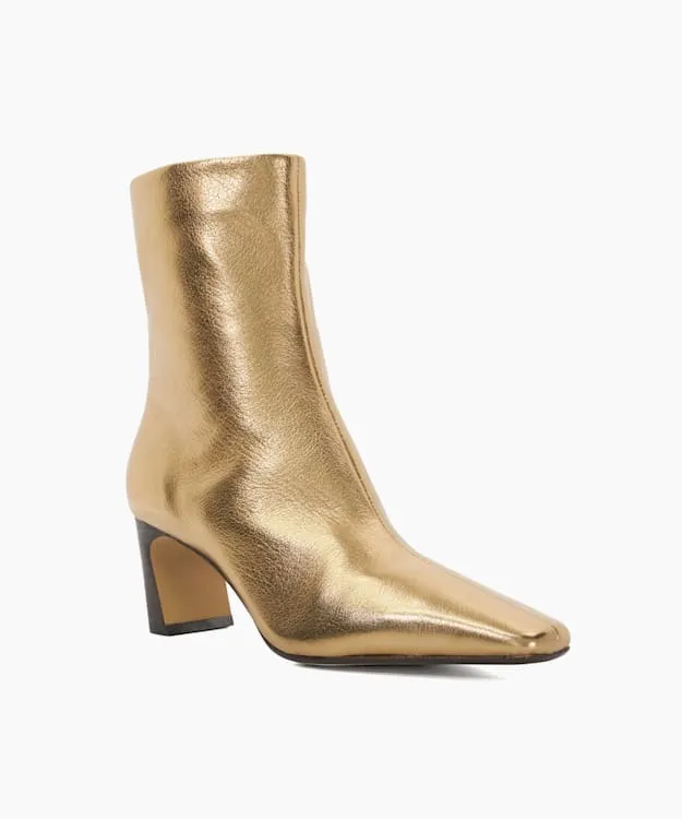 Women Dune London Ankle Boots Pointed Toe Heel Ankle Boots Metallic
