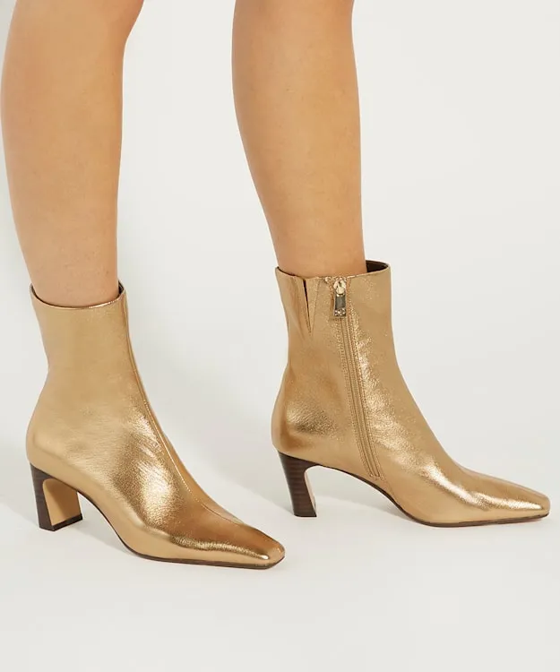 Women Dune London Ankle Boots Pointed Toe Heel Ankle Boots Metallic