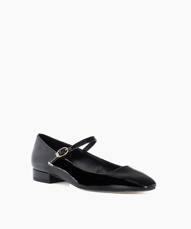 Women Dune London Ballet Pumps Patent Low Heel Mary Janes Black