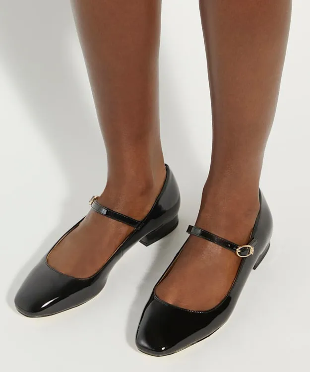 Women Dune London Ballet Pumps Patent Low Heel Mary Janes Black