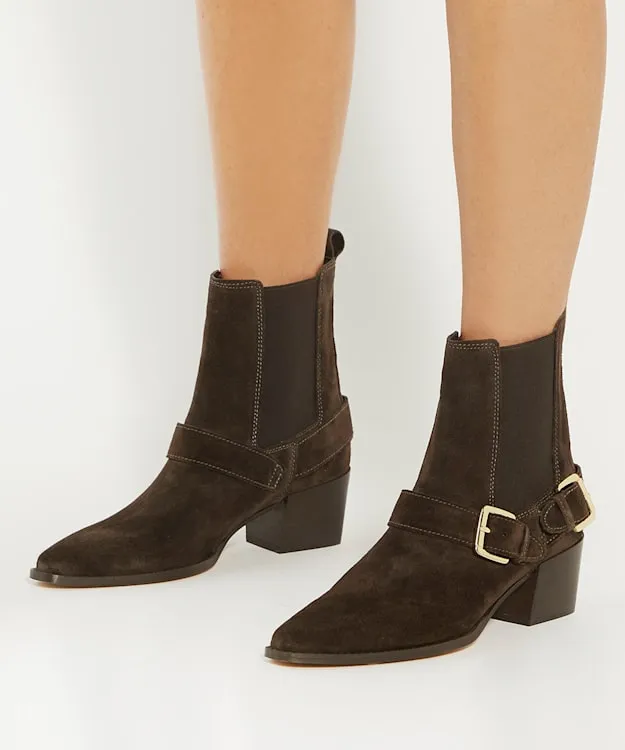 Women Dune London Chelsea Boots Buckled Chelsea Ankle Boots Brown