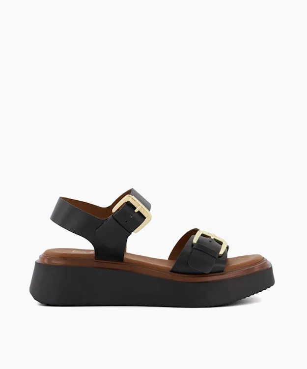 Women Dune London Chunky Sandals Casual Flatform Sandals Black