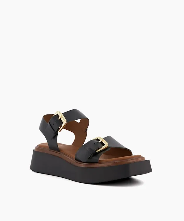 Women Dune London Chunky Sandals Casual Flatform Sandals Black