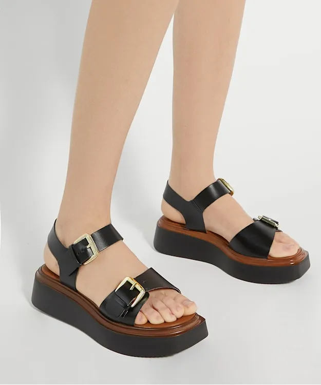 Women Dune London Chunky Sandals Casual Flatform Sandals Black