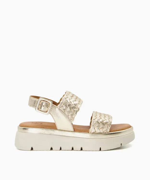 Women Dune London Chunky Sandals Flatform Sandals Metallic