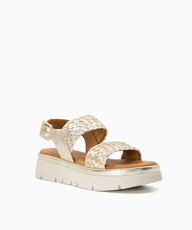 Women Dune London Chunky Sandals Flatform Sandals Metallic