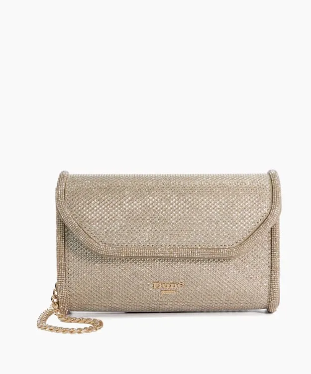 Women Dune London Clutch Bags Diamante Trim Box Clutch Bag Metallic