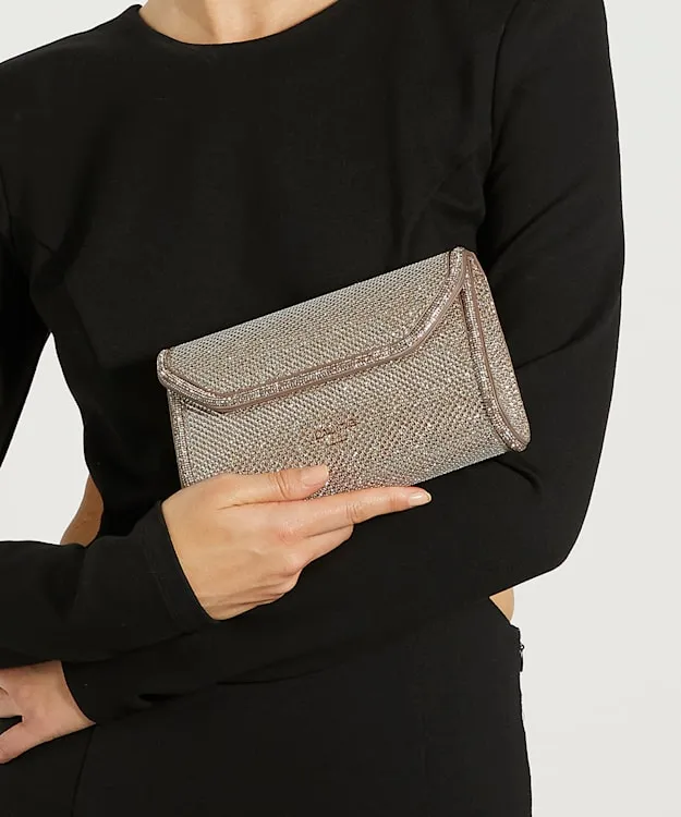 Women Dune London Clutch Bags Diamante Trim Box Clutch Bag Metallic