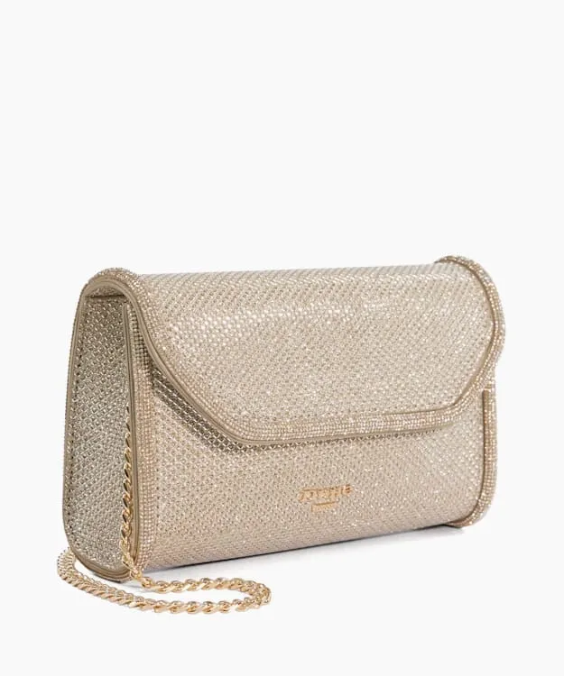 Women Dune London Clutch Bags Diamante Trim Box Clutch Bag Metallic