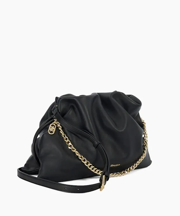 Women Dune London Crossbody Bags Leather Drawstring Bag Black Leather