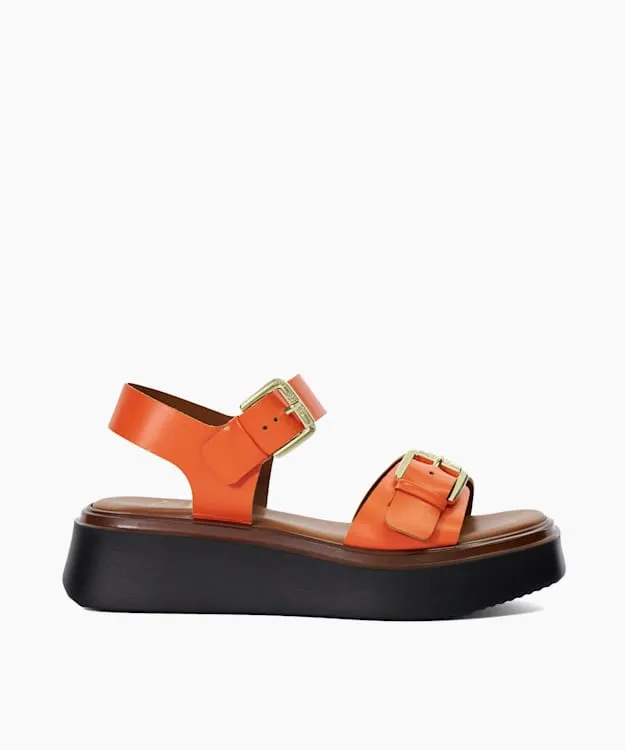 Women Dune London Flat Sandals Casual Flatform Sandals Orange