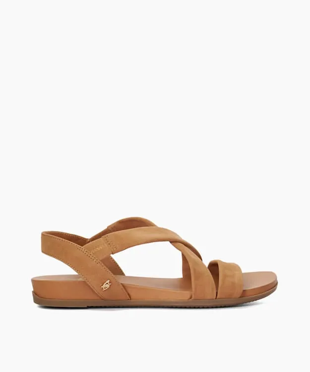 Women Dune London Flat Sandals Flat Nubuck Sandals Brown