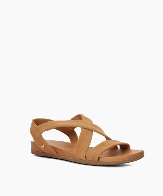 Women Dune London Flat Sandals Flat Nubuck Sandals Brown
