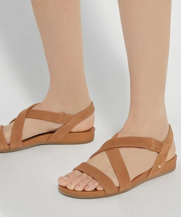 Women Dune London Flat Sandals Flat Nubuck Sandals Brown