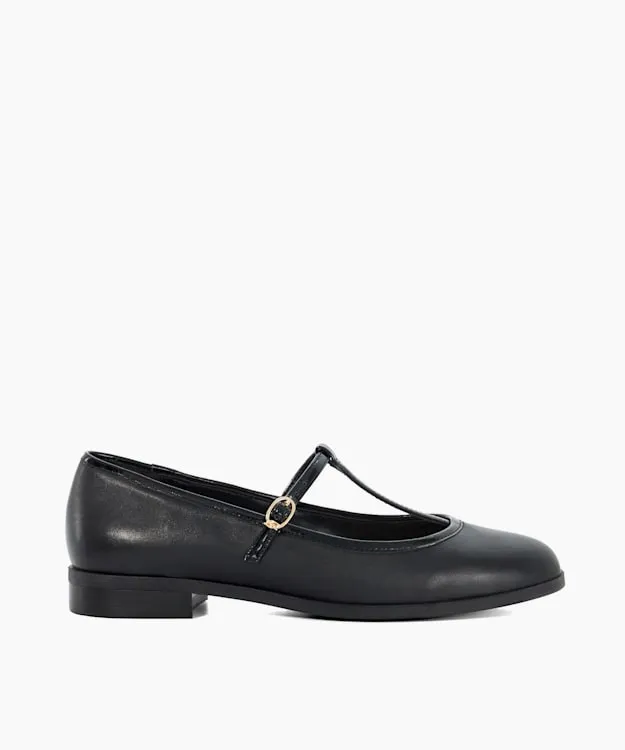 Women Dune London Flat Shoes Casual TBar Ballet Flats Black