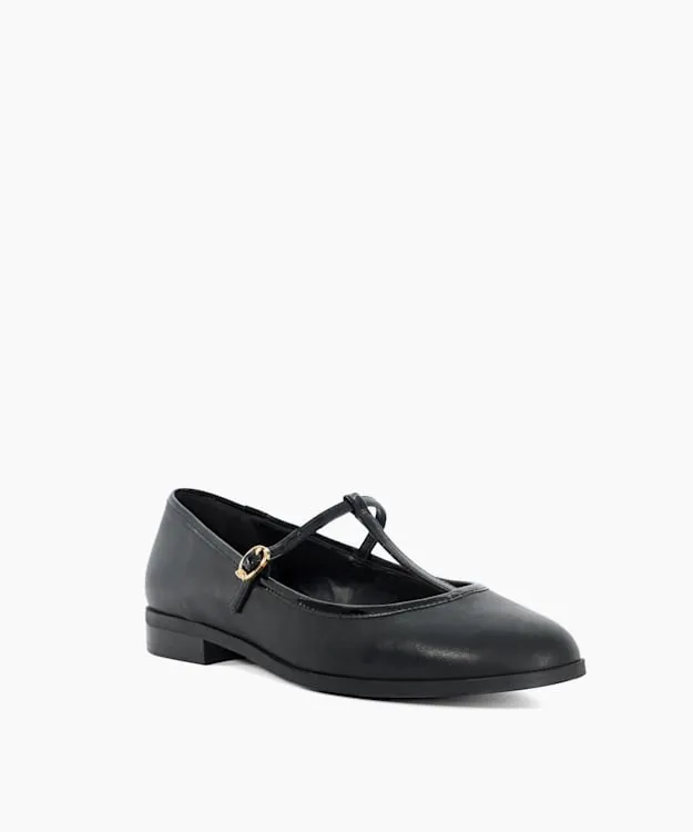 Women Dune London Flat Shoes Casual TBar Ballet Flats Black